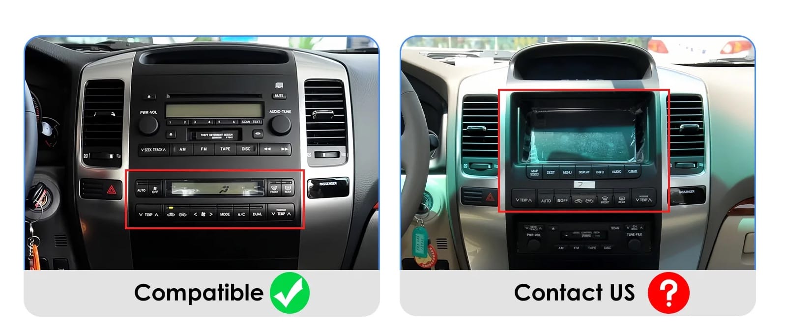 Salpicadero original de Toyota Land Cruiser (2003-2009) compatible con la instalación de la pantalla Android Tesla Style